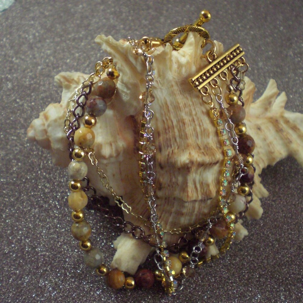 Agate Gemstone Multi Chain Bracelet